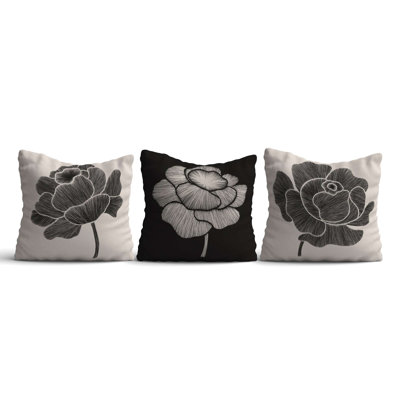 Ensemble de housse de coussin élégant (3 pièces), 16,9 x 16,9 pouces | 50% coton / 50% polyester, lavable et repassable | Parfait pour la décoration intérieure, le canapé et le salon, tissu doux et durable