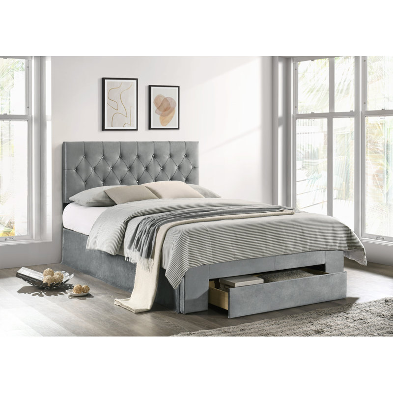 Aerilyn Upholstered Storage Bed, Silver Grey, Kingsize (5')