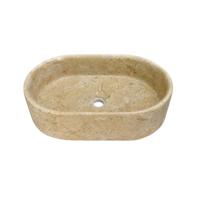 Gold Yellow Beige Natural Marble Bathroom Vessel Sink, Polished Finished, Natural Stone, Genuine Marble, Real Marble, 23.6X15.7Xh5.9 Inches/600X400XH150 Mm