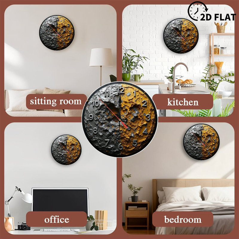 Unique Crater Texture Wall Clock