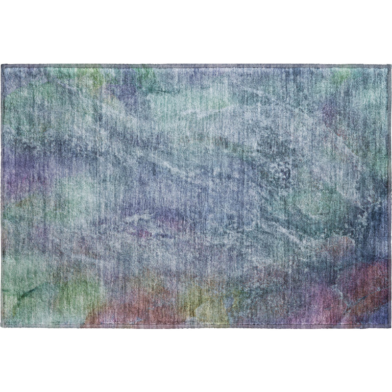 Premium Machine Washable Mayfield AMF2308 Abstract Rug, Blue, 1'8" x 2'6"