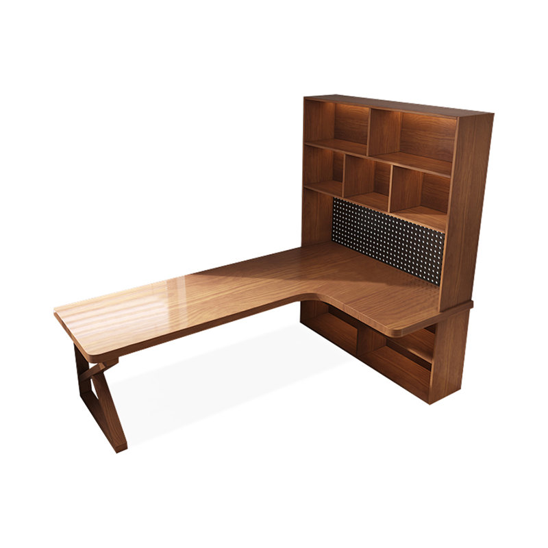 Bureau en coin en bois massif et bibliothèque intégrés, Oui, 76.77"H*70.87"W*55.12"D
