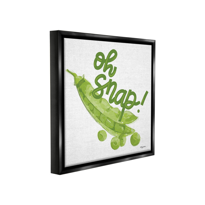 "Oh Snap With Peas" par Molly Mattin sur toile, Cadre flottant noir de jais, H 18 po x l 18 po