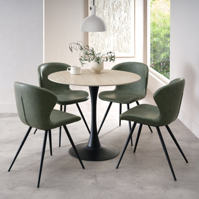 Mason Sintered Stone Table With 4 Arlo Chairs In Faux Leather