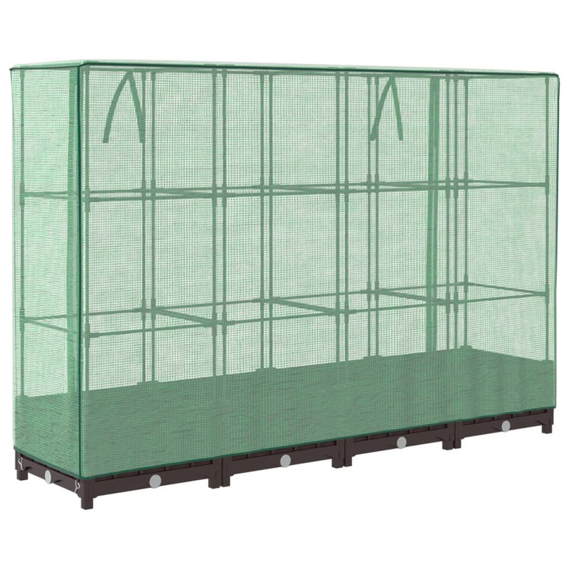  Lit surélevé, polypropylène, polyéthylène, fer, 160 x 40 x 123 cm, Brun
