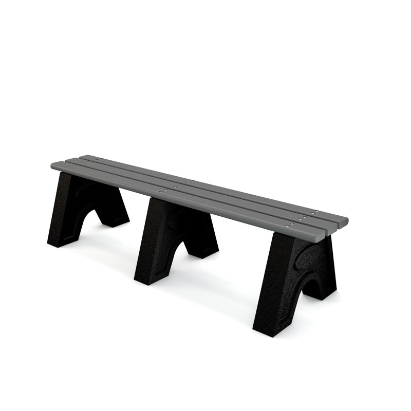 Banc de parc en plastique recyclé Adams Sport, 4 pi, Aucun, Gris