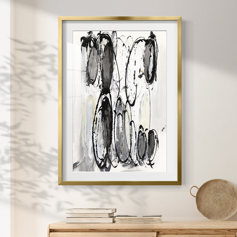 Gray Scribbles II - impression encadrée, H 25,5 po x l 17,5 po, Doré