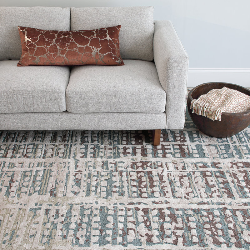 Minturn Hand-Tufted High Low Textured Indoor Rug Geometric Balsam Green, Rectangle 8' x 10'
