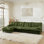 Canapé modulaire surdimensionné de 138 pouces, canapé modulaire 4 places avec repose-pieds, canapé en chenille moderne avec coussins en treillis confortables pour le salon