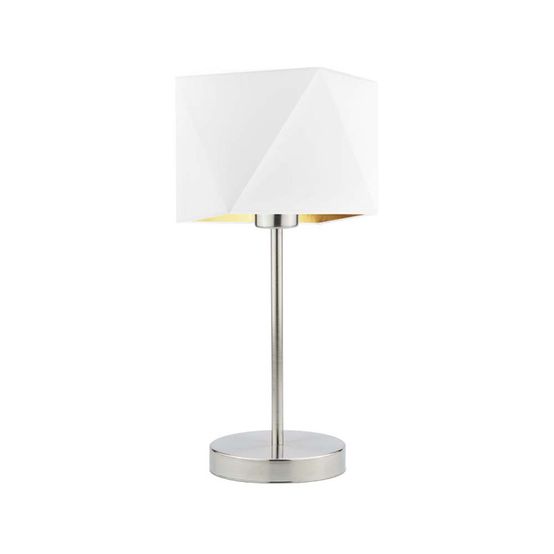 Candra Desk Lamp, White, Brushed Steel