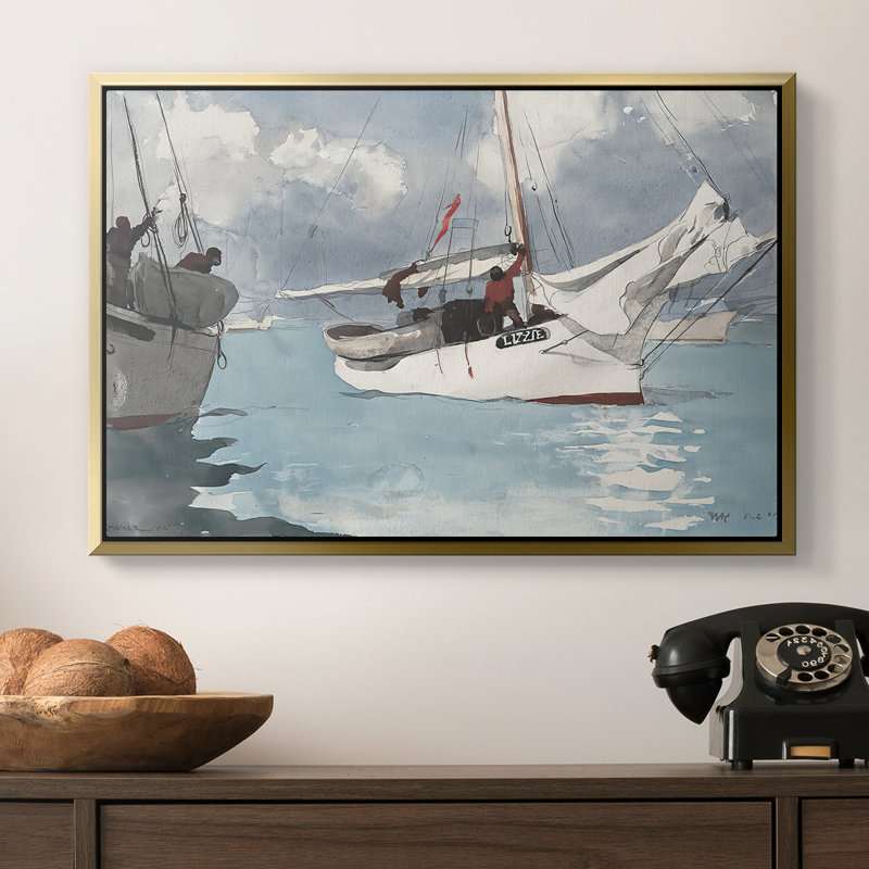 Bateaux de pêche, Key West, 1903 - Winslow Homer, toile tendue avec châssis, 16 x 24, Doré
