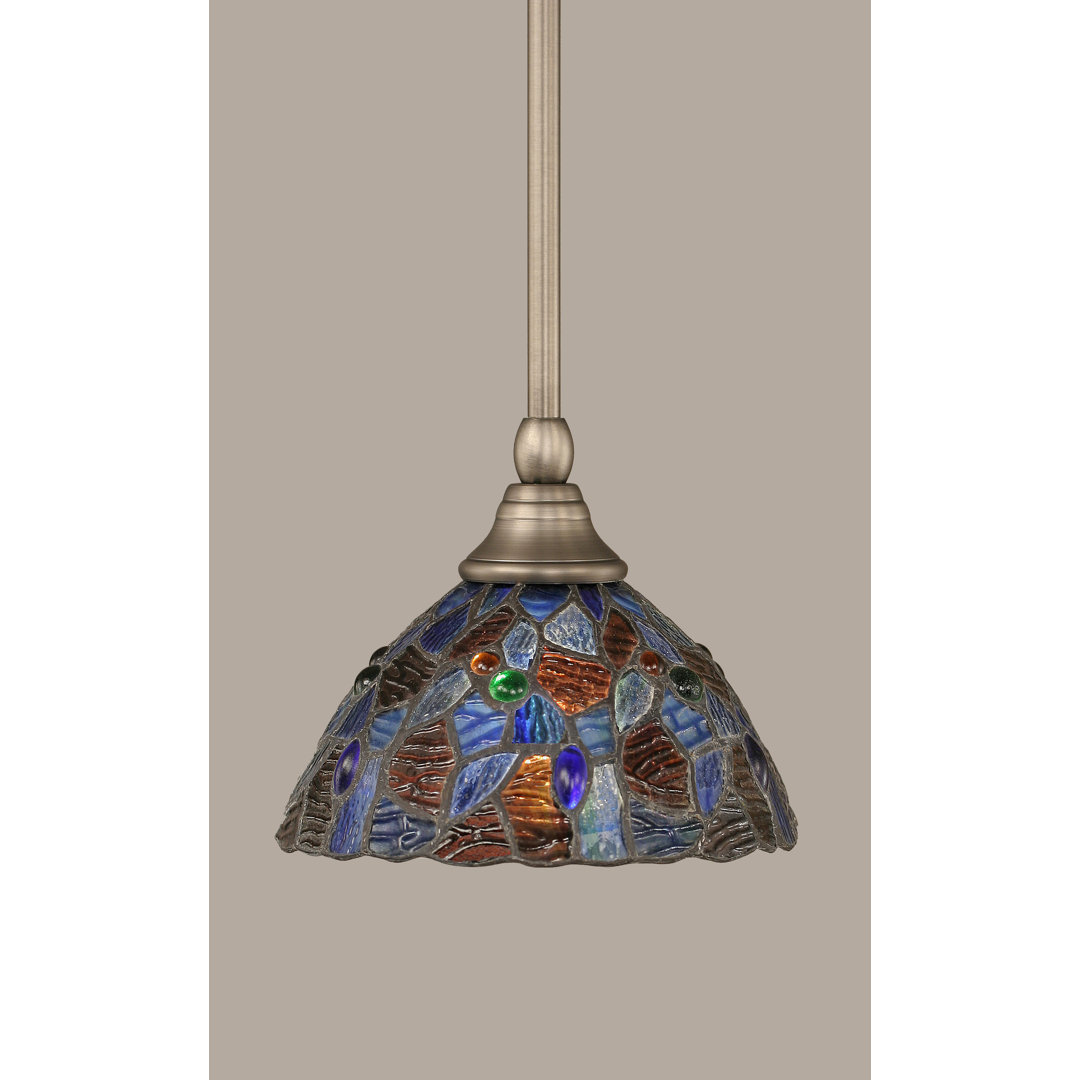 Stem Hung Mini Pendant With 7” Blue Mosaic Art Glass Red Barrel Studio® 