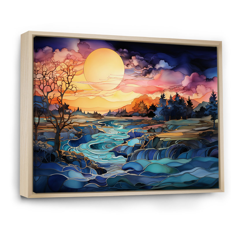 «Sunset Mountain Colorful Horizon I» sur toile, Cadre naturel flottant, H 34 po x l 44 po