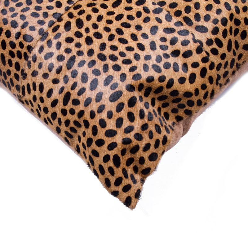 Torino Animal Print Leather/Suede Throw Pillow, Brown/Black