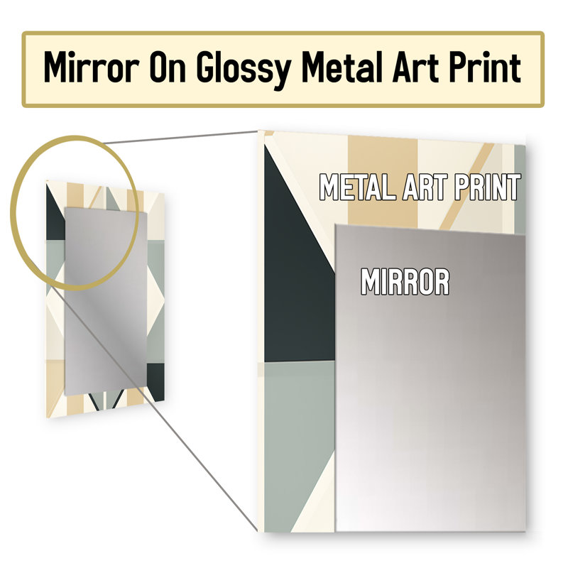 Kentarkius Neutral Space - miroir mural décoratif damassé, miroir damassé, impression sur métal, 32 po x 24 po