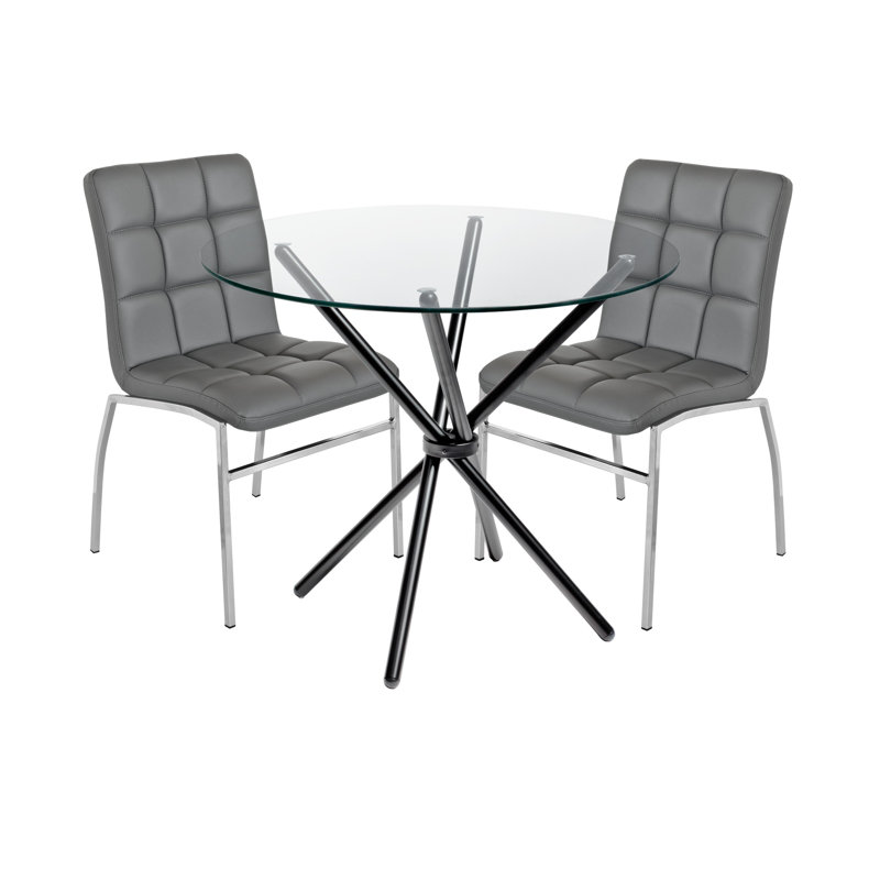 Aadam 2 - Person Dining Set, Black, Grey