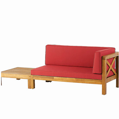 BRAVA X-BACK CORNER BENCH-R WITH COFFEE TABLE , RED