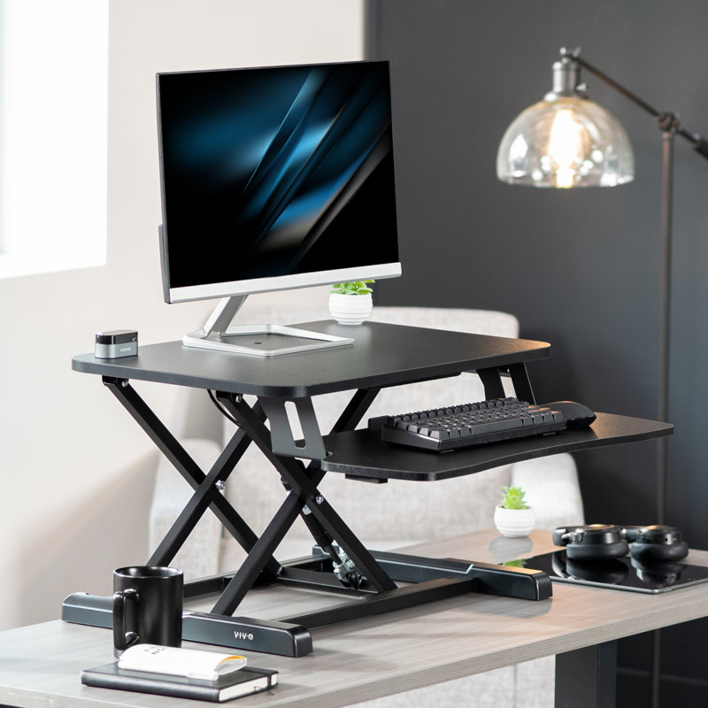 Convertisseur de bureau debout à hauteur ajustable VIVO (Série DESK-V000K), Noir / Noir, H 4,5 po x l 26 po x P 16 po