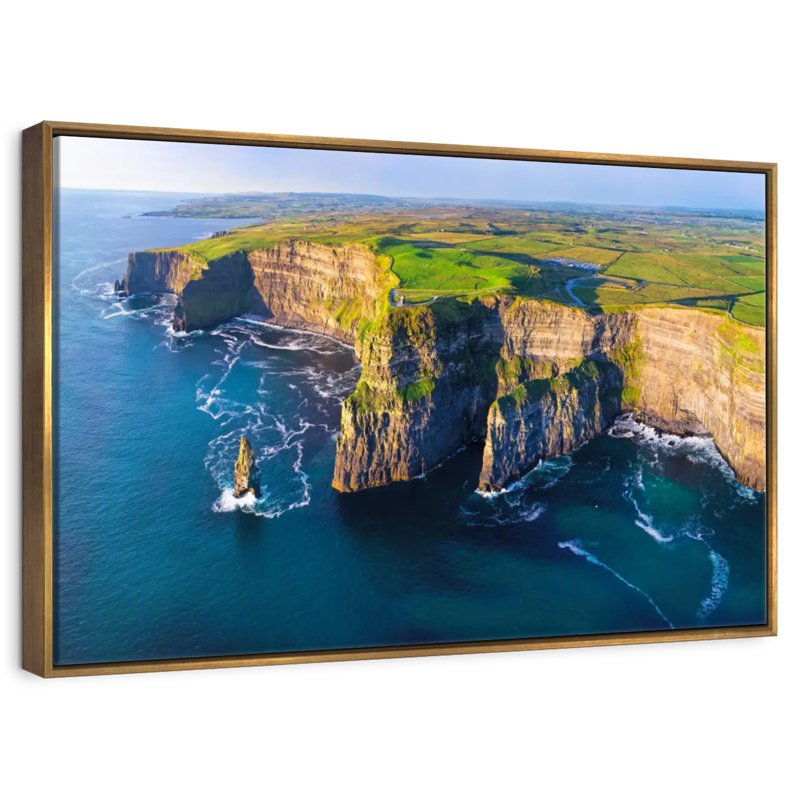 Cliffs Of Moher In Ireland, 46" X 31", Floating Frame Gold