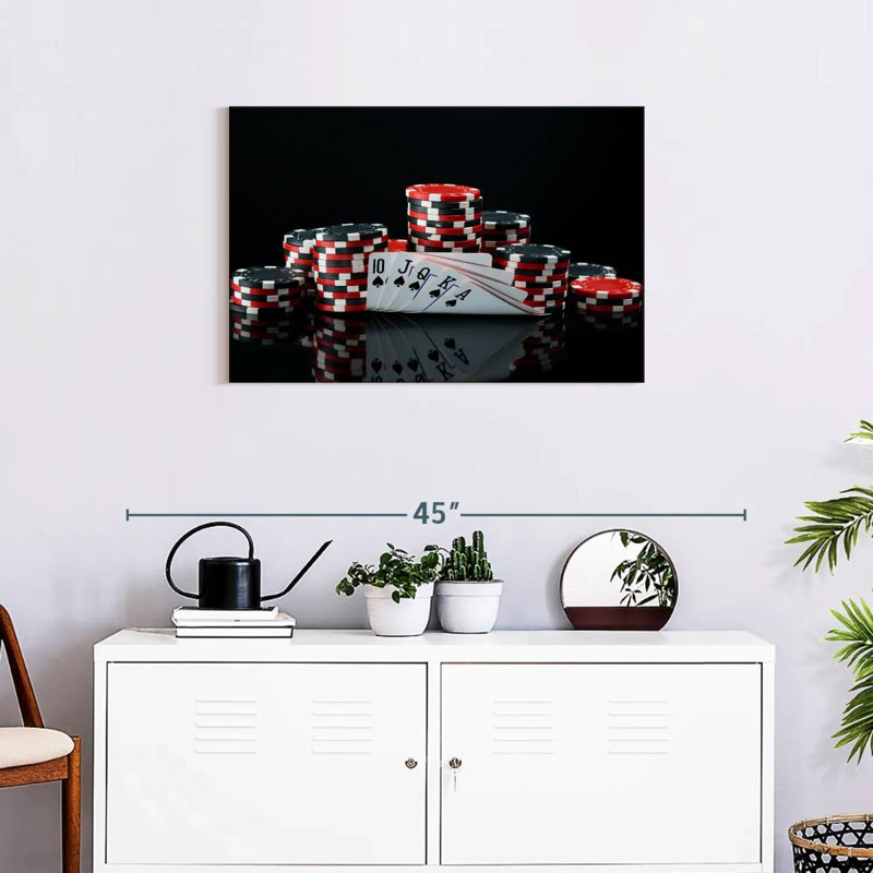 Poker sur toile, H 20 po x l 30 po x P 1,25 po