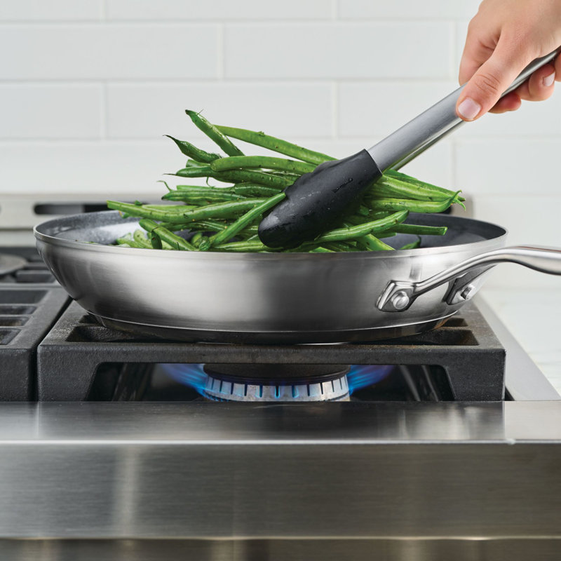 Kitchenaid Stainless Steel 3-Ply Base Ceramic Nonstick Frying Pan, 12-Inch, Stainless Steel