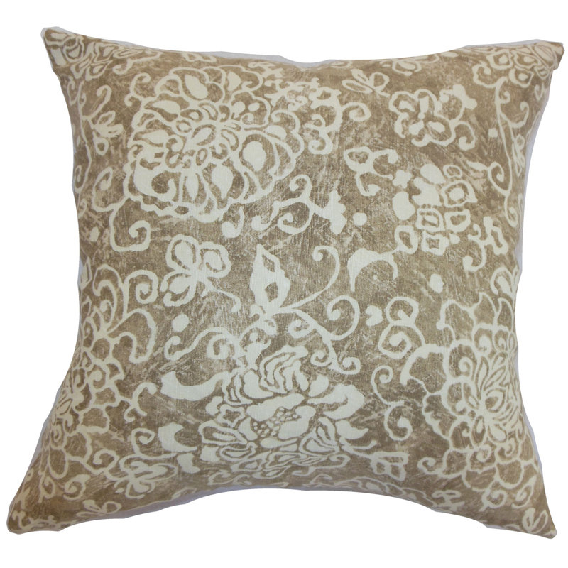 Floral Reversible Throw Pillow, 24" H x 24" W, Wheat