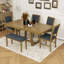 Ensemble de table de salle à manger extensible 6 pièces avec rallonge amovible, 4 chaises rembourrées et banc-1414636716-1414636713
