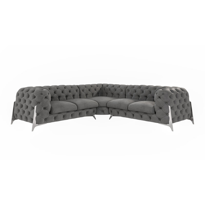 Juneri Chesterfield Corner Sofa, Grey