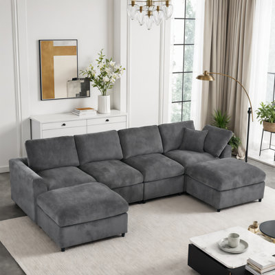 Canapé modulaire Nordic avec tissu en chenille doux et structure en bois massif
