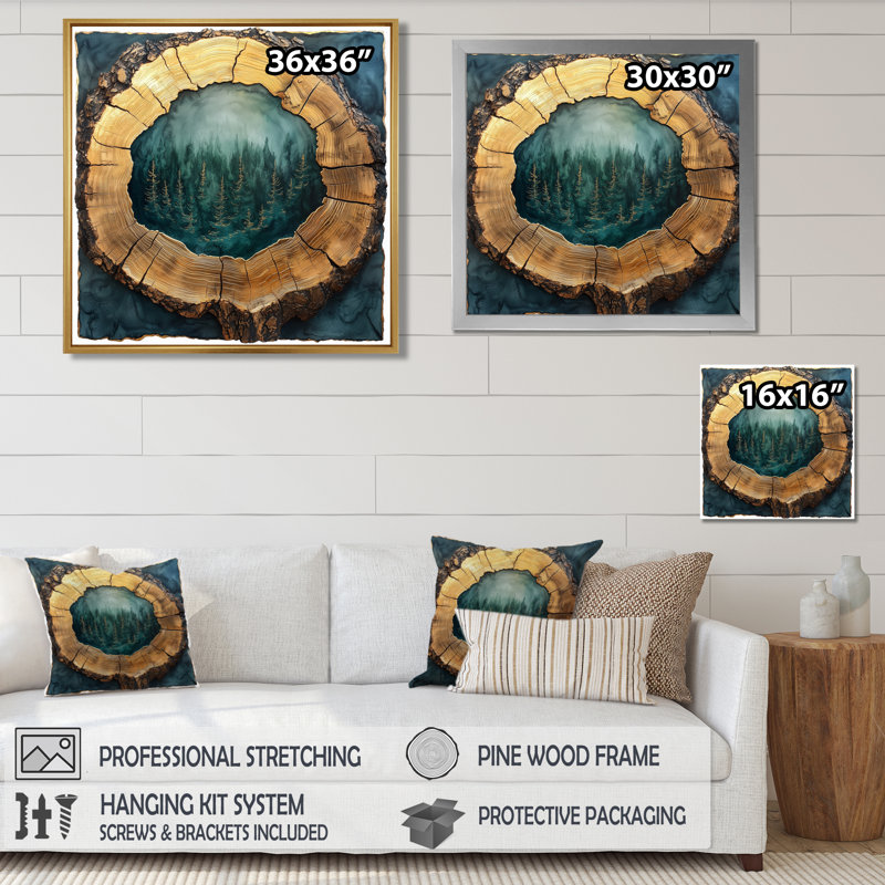 «Gilah Forest Emerald Ripples Through The Woods II», art mural forêt, H 30 po x l 30 po, Impression encadrée flottante, Brun