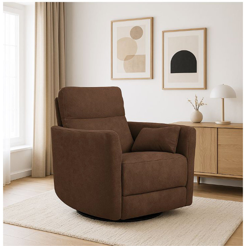 Fauteuil inclinable pivotant en microfibre Cozy, Chocolat