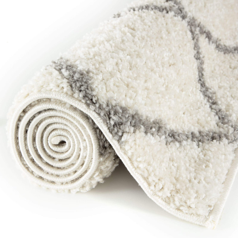 Myshaggy Collection Rugs Diamond Design in Ivory, Rectangle 140 x 200cm