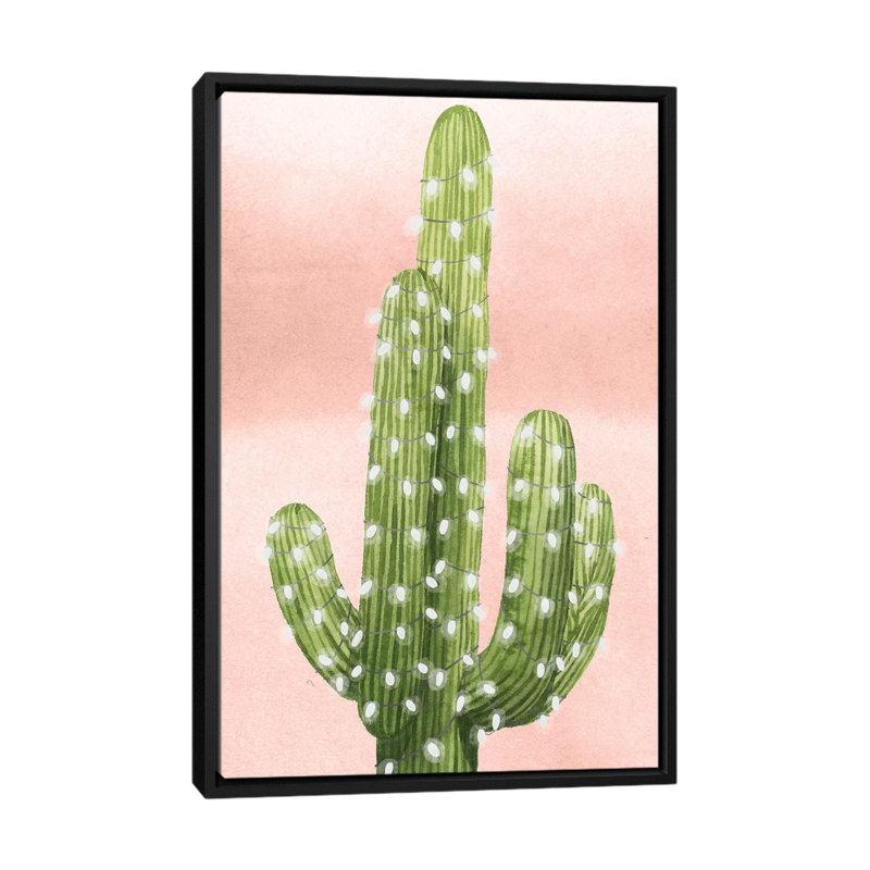 «Christmas Cactus Collection B» par Grace Popp - impression, H 40 po x l 26 po x P 1,5 po, Toile avec cadre noir