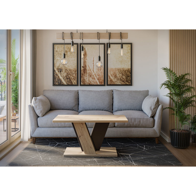 Pedestal Coffee Table with Storage, Wood/Black
