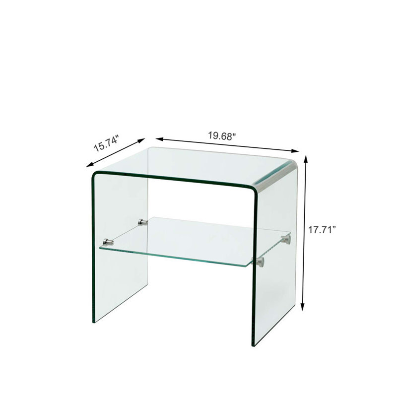 Table de bout et de bout en verre transparent, petite table de bout en verre trempé