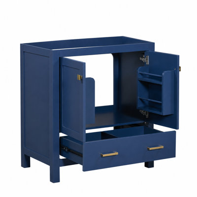 30" Dark Blue Solid Wood Bathroom Vanity without Top