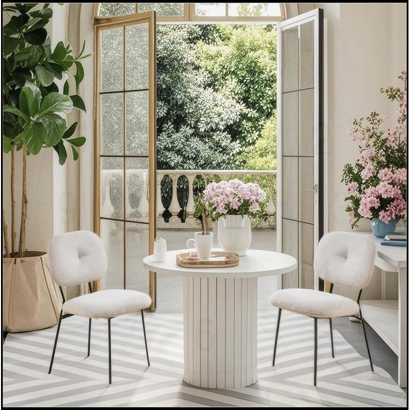 Ensemble de 2 chaises d'appoint modernes et rembourrées avec pieds en métal Modern, Blanc, Noir