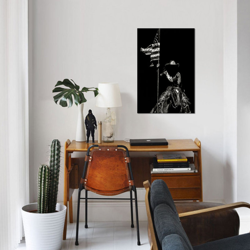 « scratching rodeo vi », impression sur toile, H 26 po x l 18 po x P 1,5 po, Pas de tapis, Toile tendue