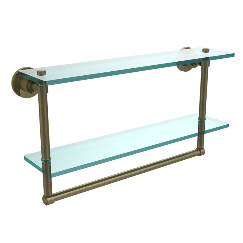 Arviso 2 Piece Tiered Shelf with Towel Bar, Antique Brass