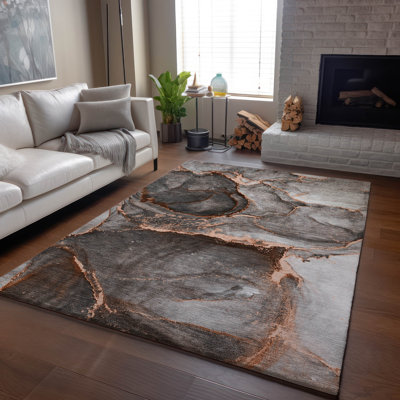Premium Machine Washable Cerrito Amf525 Peach Rug