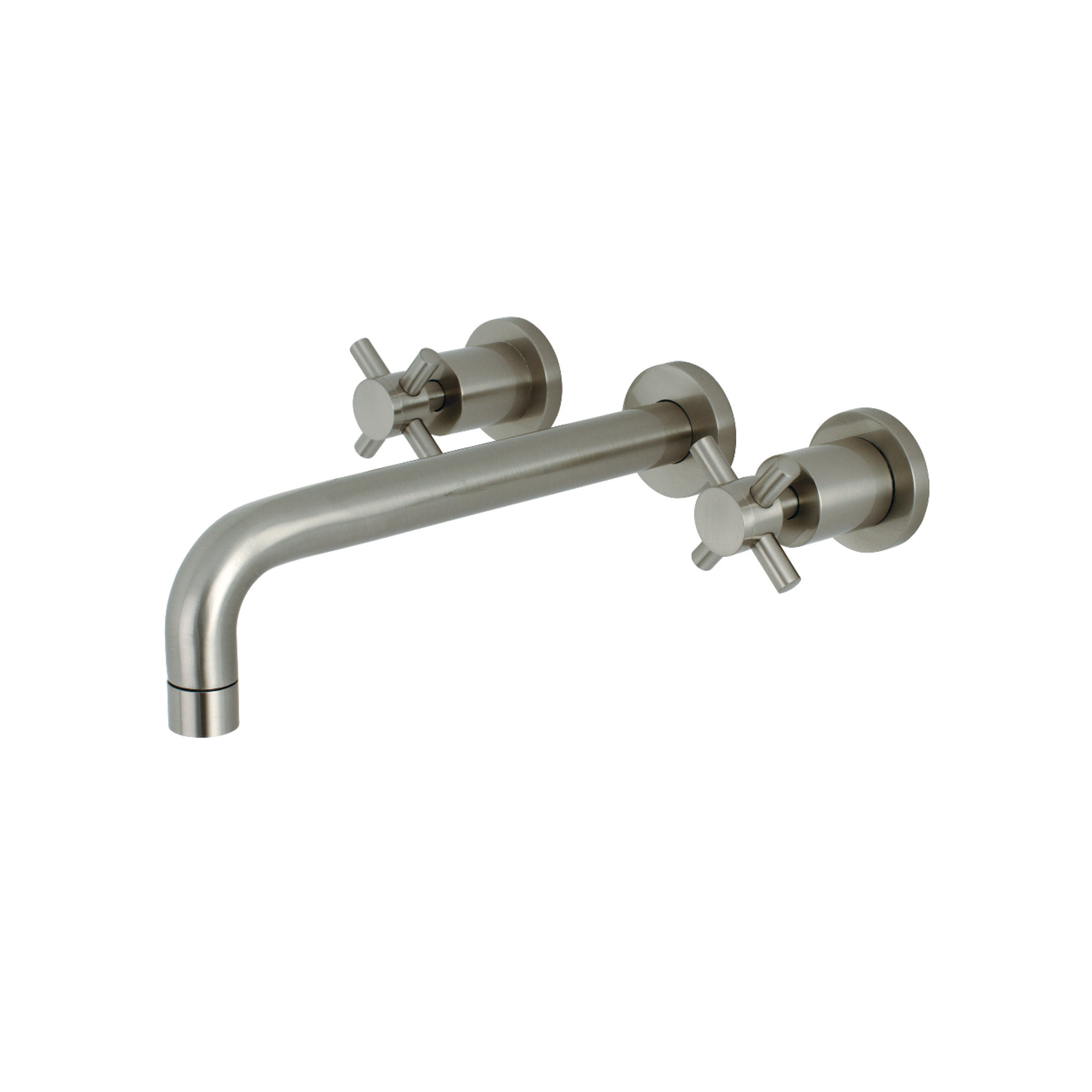 Kingston Brass Concord Two-Handle 3-Hole Wall Mount Roman Tub Faucet, Brushed Nickel, Cross Handle