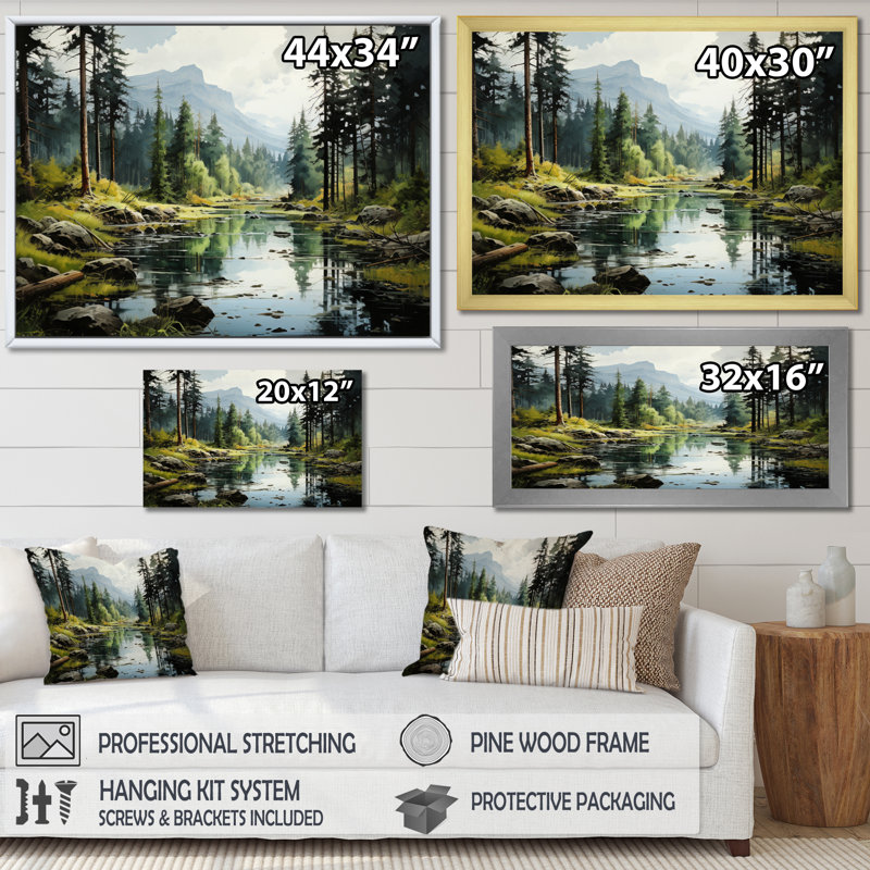 Canada Whispering Pines III, reproduction d'art sur toile, H 12 po x l 20 po x P 1 po, Toile tendue