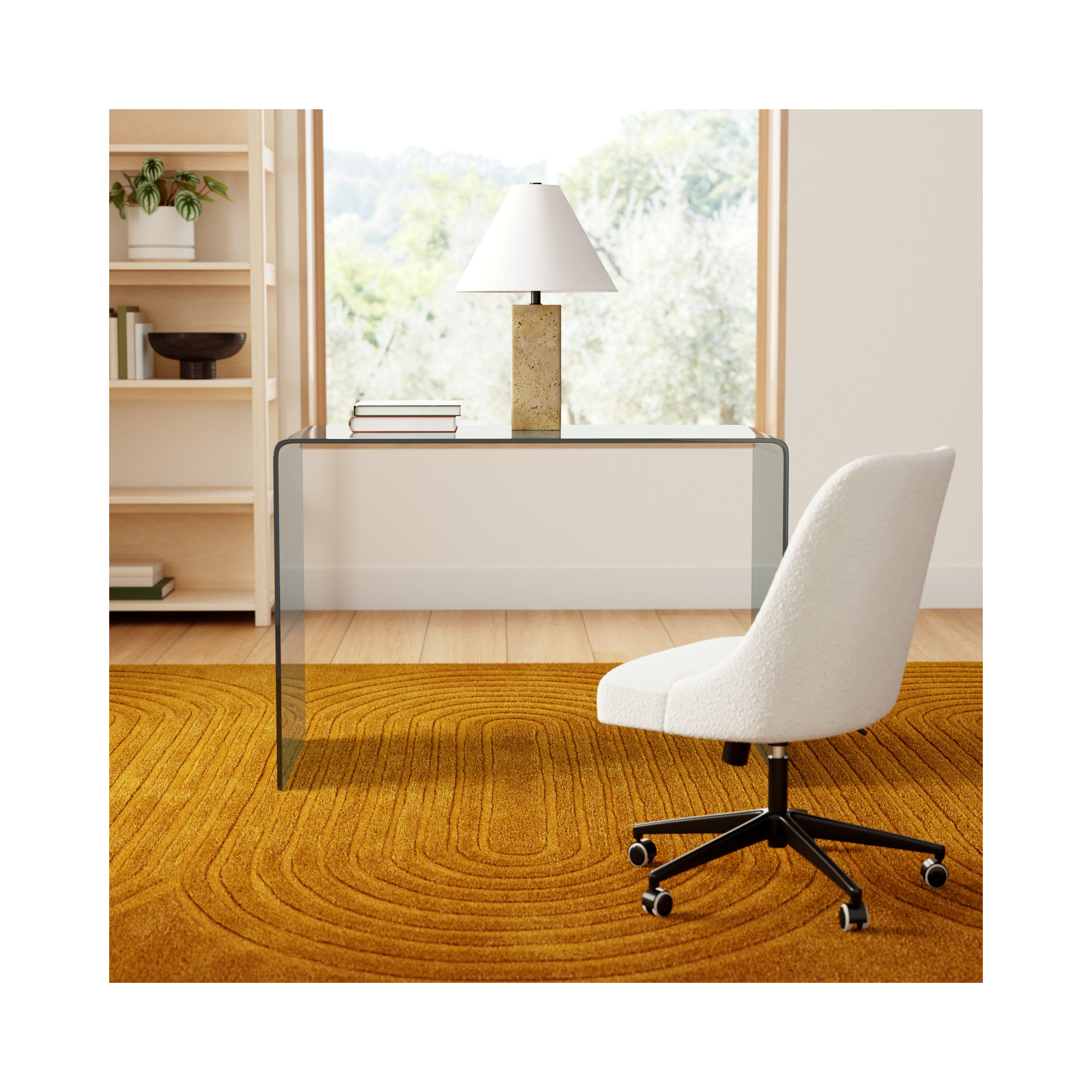 Alberty Writing Desk, Clear, 30" H x 43.29" W x 21.69" D