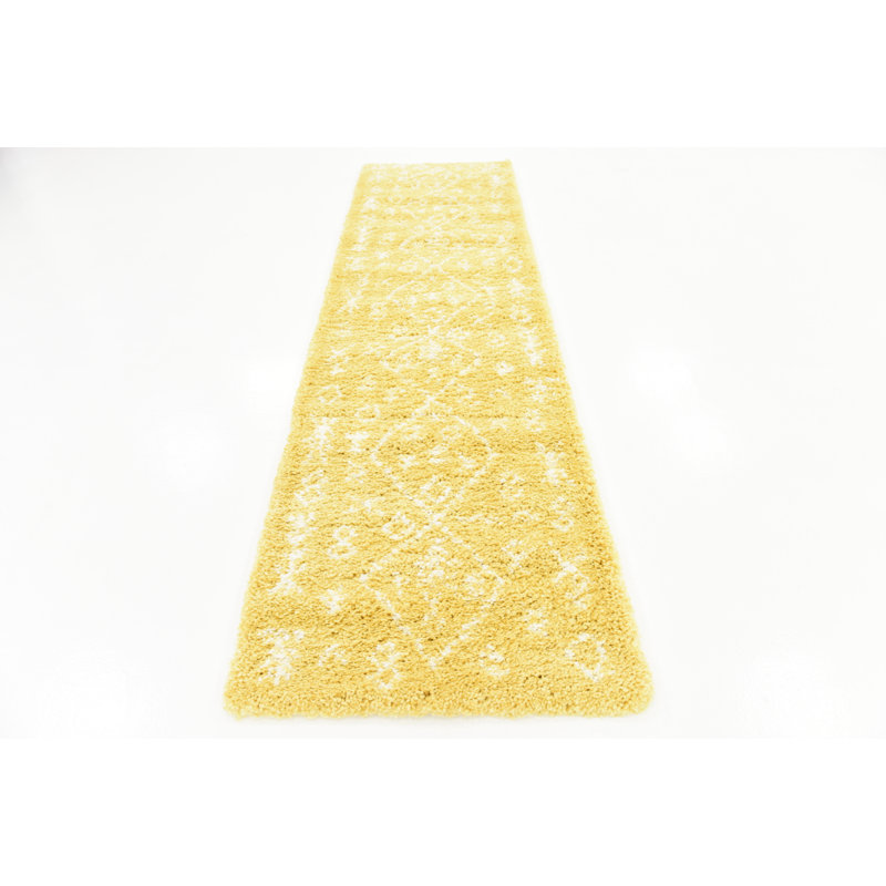 Jonnye Southwestern Area Rug, Runner 2'7" x 10', Yellow/Ivory