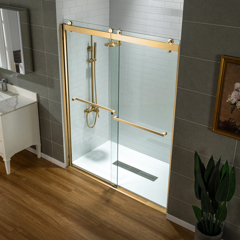 56-60x76" Double Sliding Shower Door with 3/8" Thickened Upgrade Tempered Glass | Stainless Steel Hardware | Safe, Explosion-Resistant, Clear & Stylish, Sturdy & Durable 