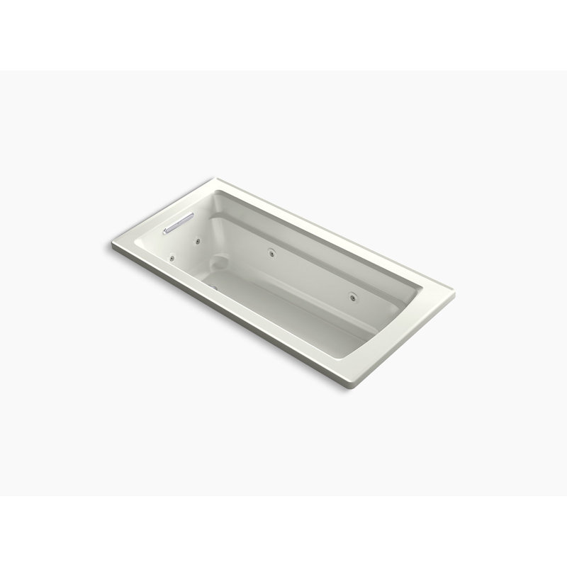 Archer 66" X 32" Drop-In Whirlpool Bath with End Drain and Heater, Dune