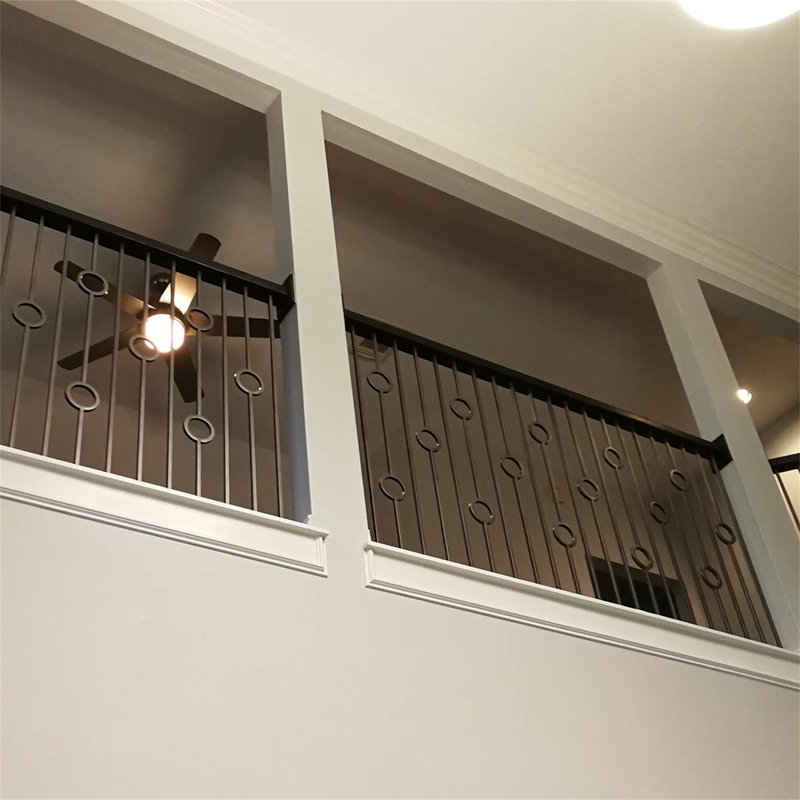 Satin Black Modern Double Ring Iron Stair Balusters Set