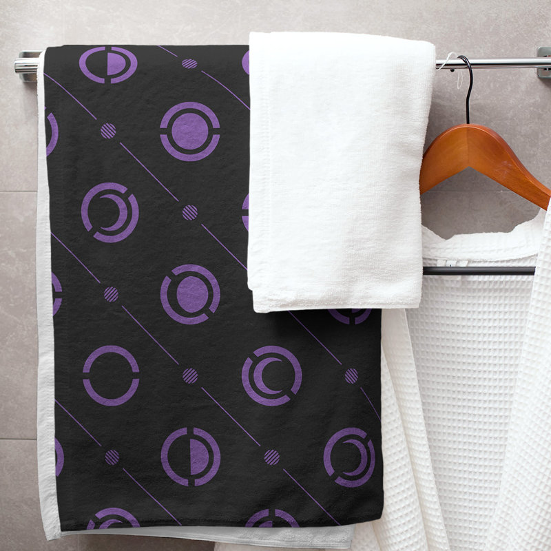 Serviette de bain Classic, Noir/mauve