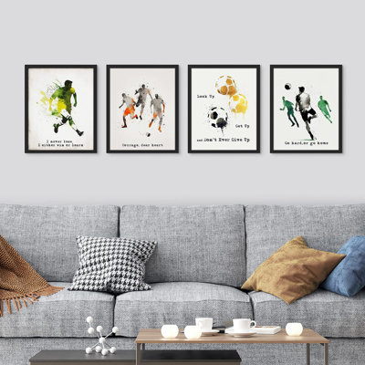 " Paint Stroke Soccer Players Football " 4 - Pieces