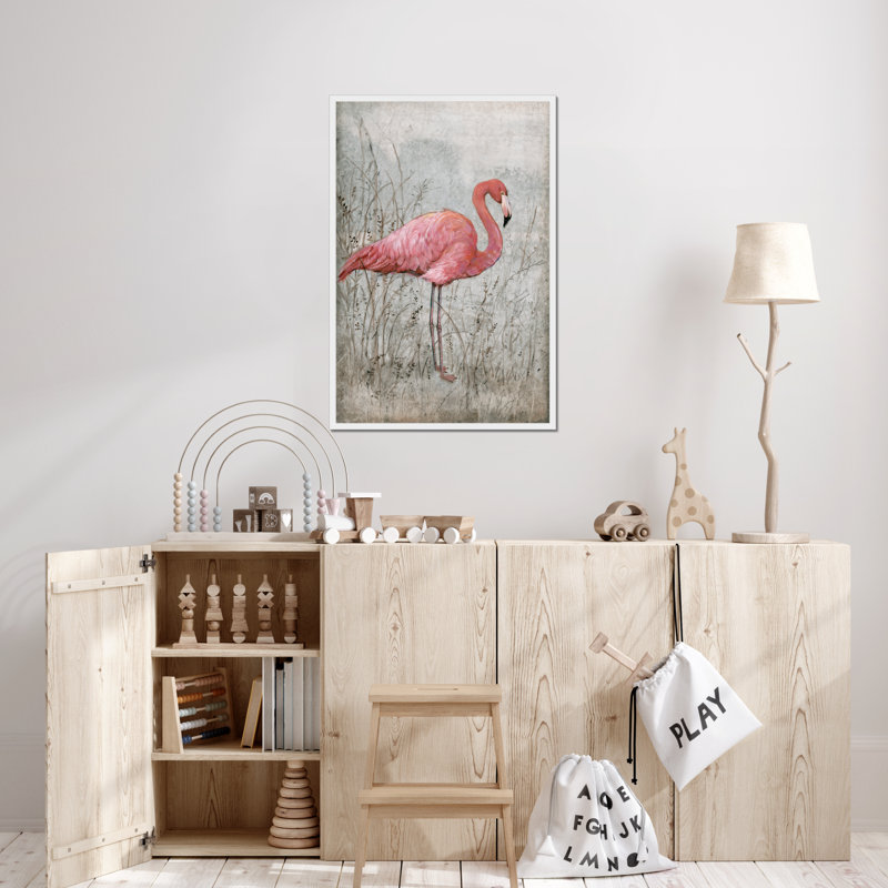 American Flamingo I by Timothy O' Toole - Painting, 50cm H x 34cm W, White Framed Paper Print